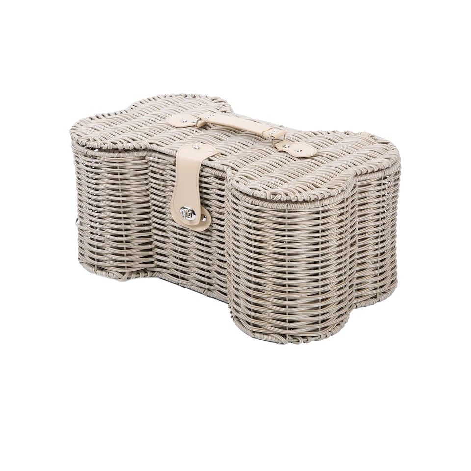 image 1 of Wickerfield Bone-Shaped Lidded Pet Toy Storage Basket with Handle