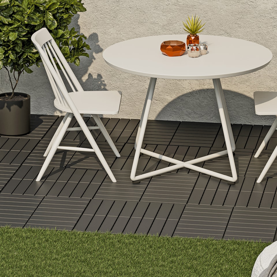 image 1 of URBNLIVING Interlocking Garden Deck Tiles | Multi | Anthracite | 9 Tiles