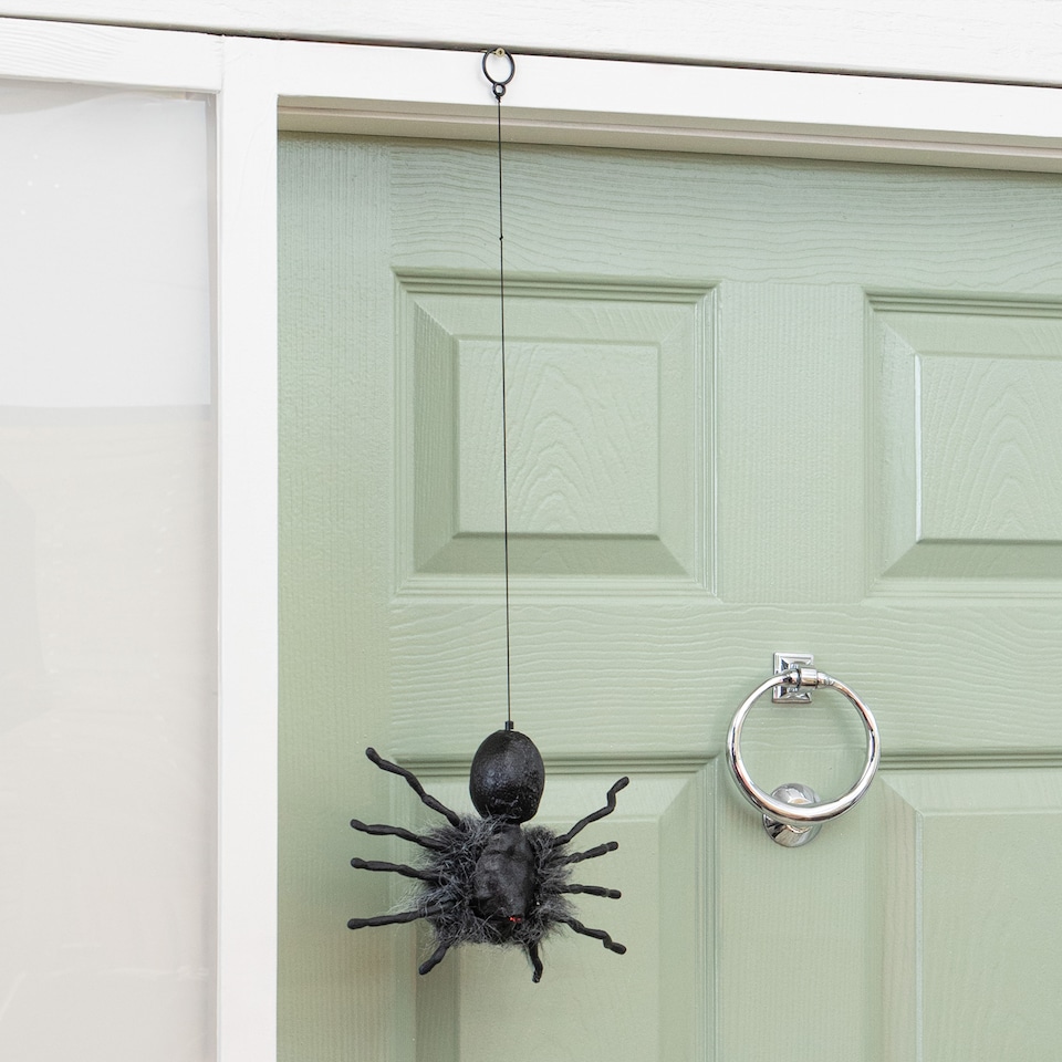 image 1 of 3 Pack of 2ft Battery Operated Dropping Dangling Halloween Spider Animatronic Decoration