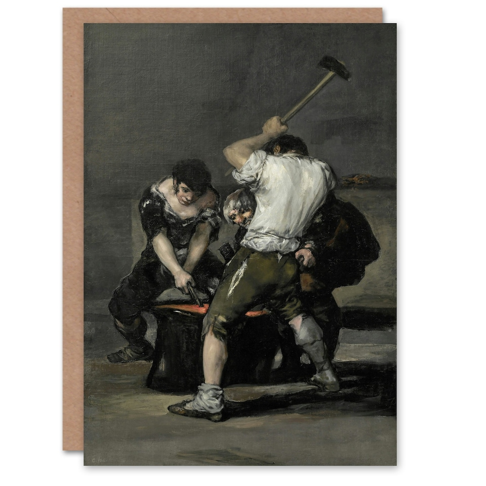 image 1 of Francisco Goya Art Card The Forge Blacksmiths Oil Painting