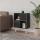 image 3 of Black 4-Cube Storage Unit with 2 Wooden Doors and Legs | Black | Black & White | 1