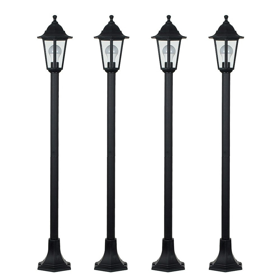 image 1 of ValueLights Mayfair Bollard 4 Pack Black Outdoor Bollard Light Black