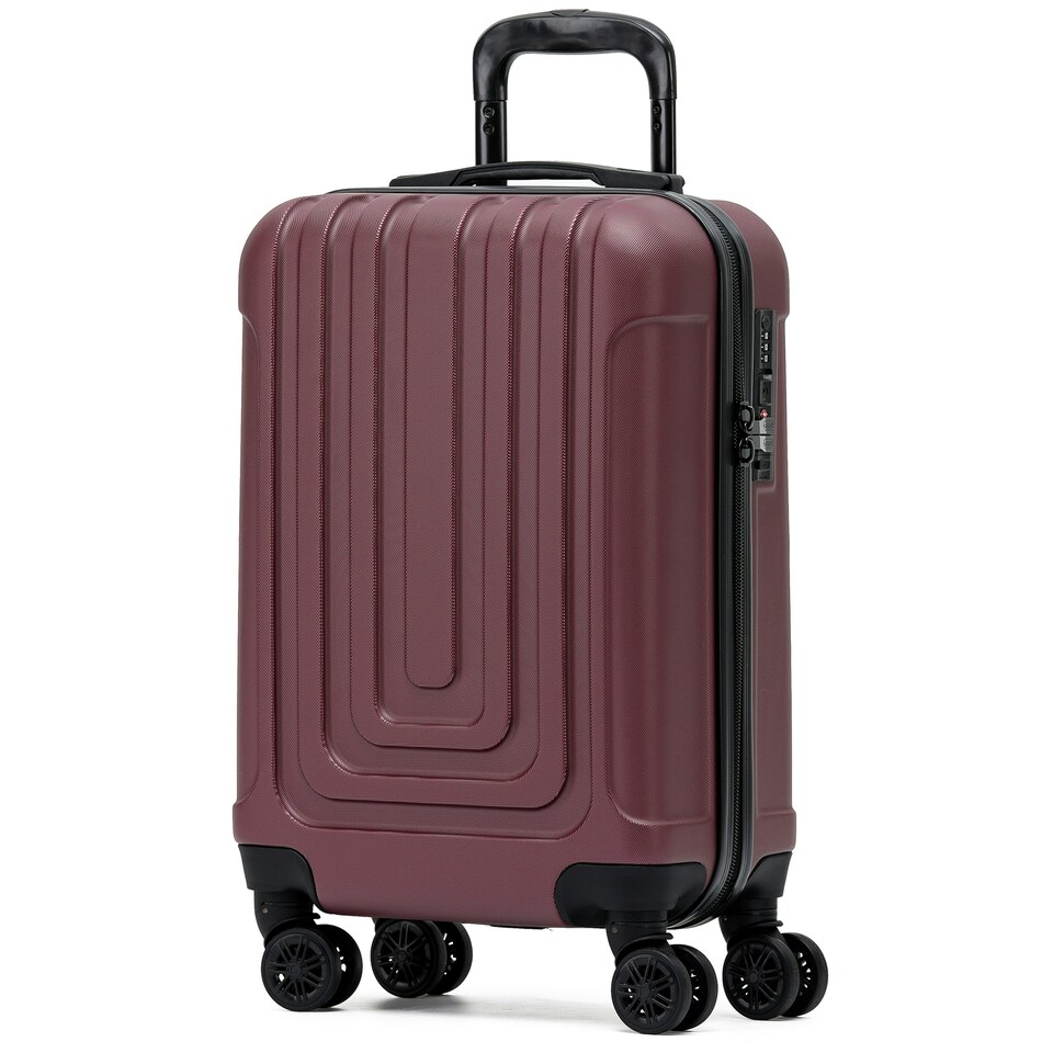 image 1 of Flight Knight Premium Hard Shell Lightweight Cabin Suitcase - Built-in TSA Lock & USB Port - 100+ Airlines Approved - easyJet, Ryanair & Jet2 - 55x35x20cm Red | Burgundy | Cabin Bag