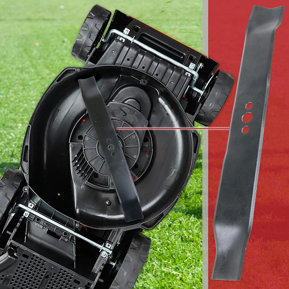 image 1 of SPARES2GO Blade for McCulloch M4046 M4546 M46 M50 Lawnmower Metal Combi Grass Cutter (46cm)