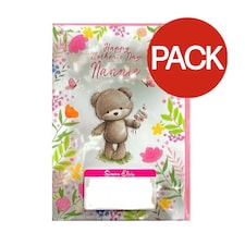 Simon Elvin Nannie Cute Teddy Bear Greetings Card (Pack of 6) - Grey/Pink/Green - One Size