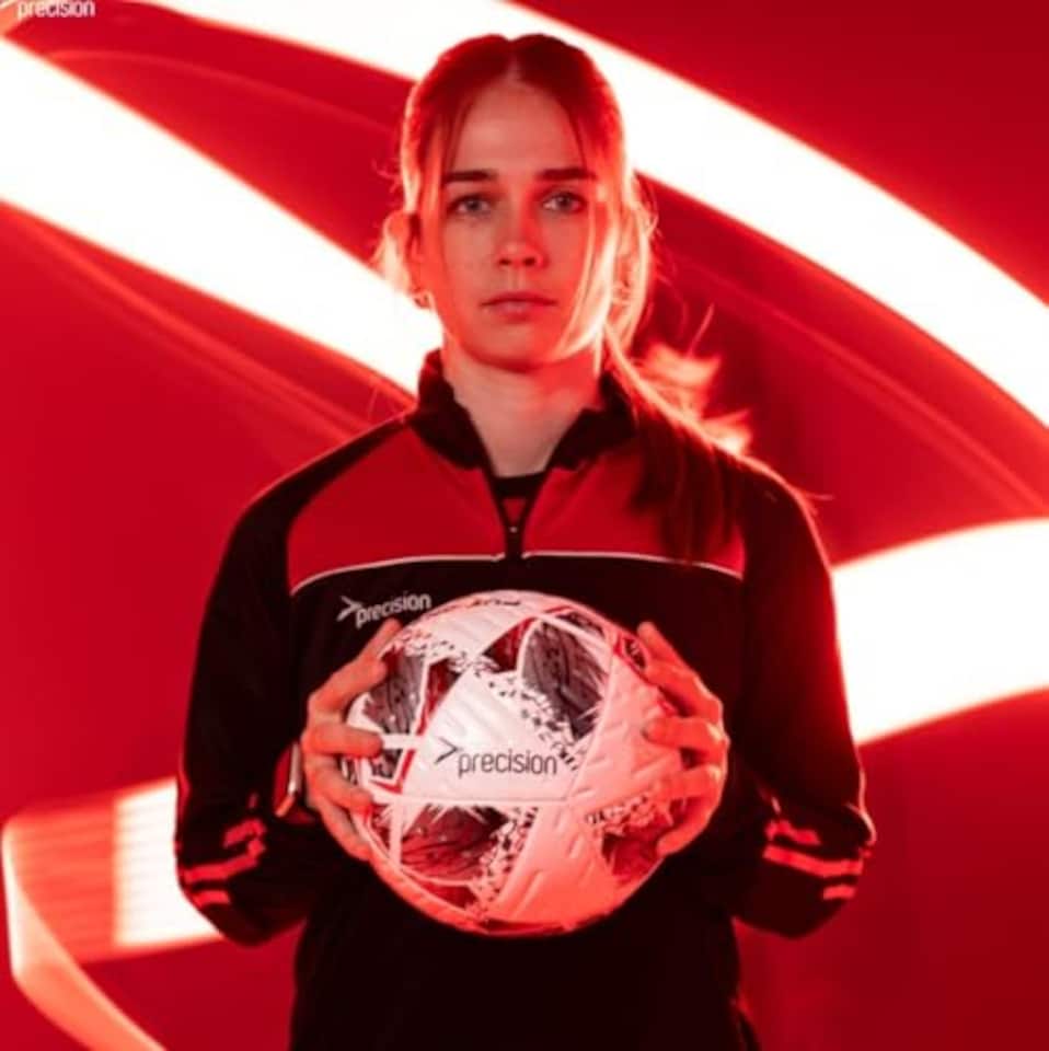 image 1 of Precision Fusion Plus Fifa Basic Training Football, 12 Panel Textured Tpu Match Ball, Pu Sealed Seams, Grass 3G Astro, White/Silver/Red/Black, 3