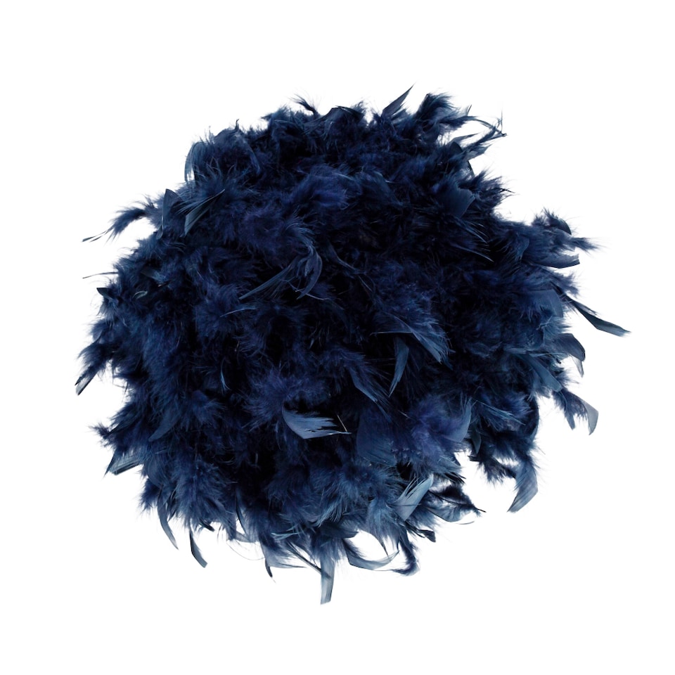 image 1 of Eye-Catching and Modern Small Navy Blue Feather Decorated Pendant Lighting Shade | Blue