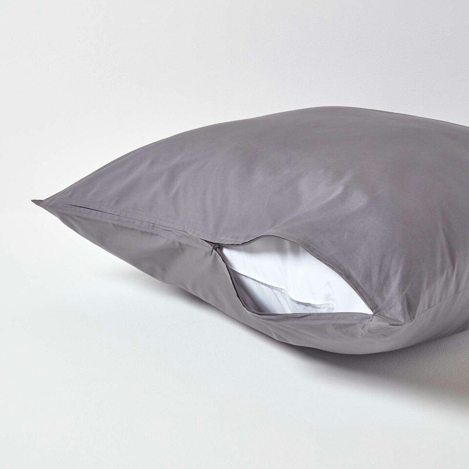 image 1 of Homescapes Dark Grey European Size Pillowcase Egyptian Cotton 200 TC - 60 x 60 cm Grey