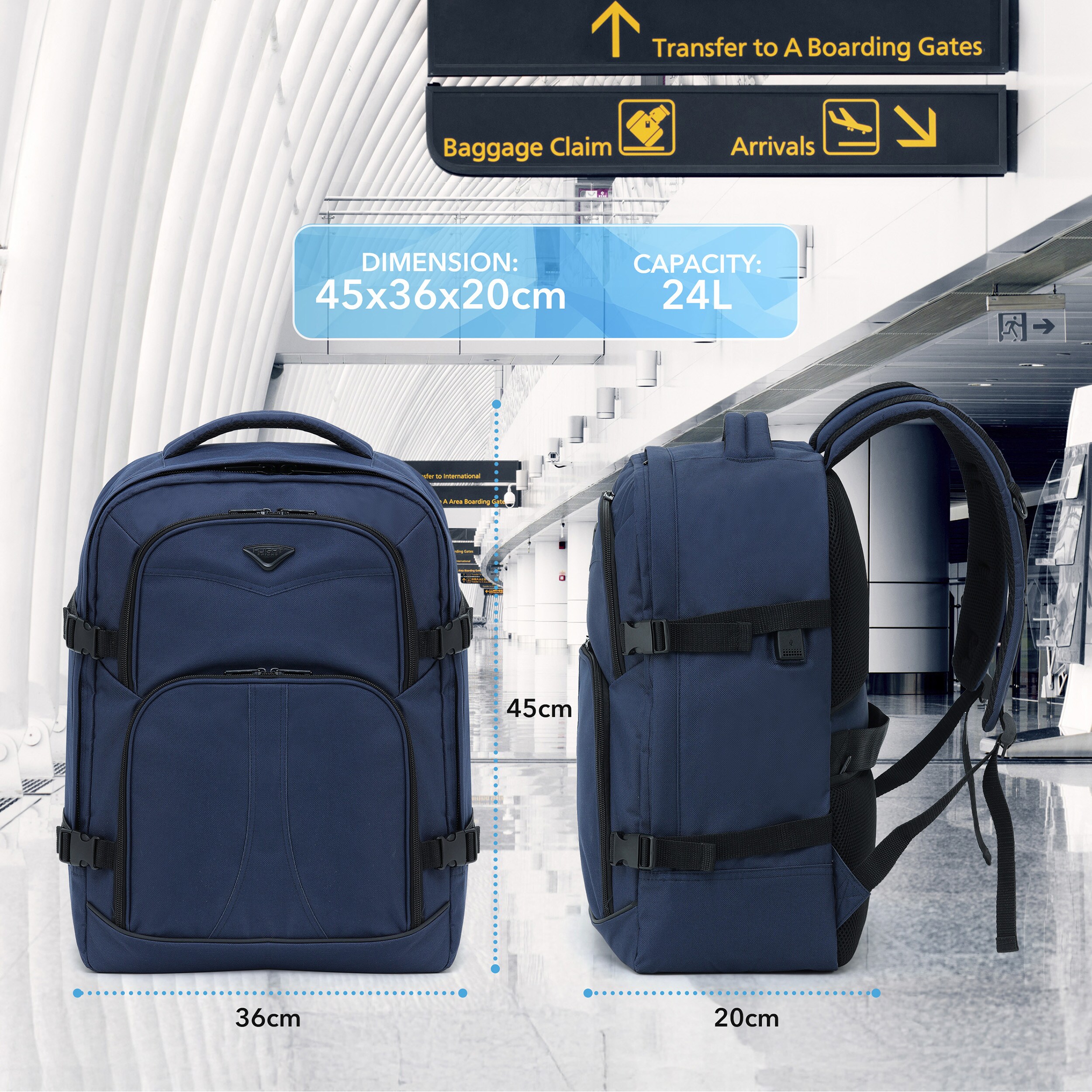 【中古美品】 Stealth Electronic Flight Bag Flight Knight Underseat Backpack 45x36x20cm easyJet Free Carry On