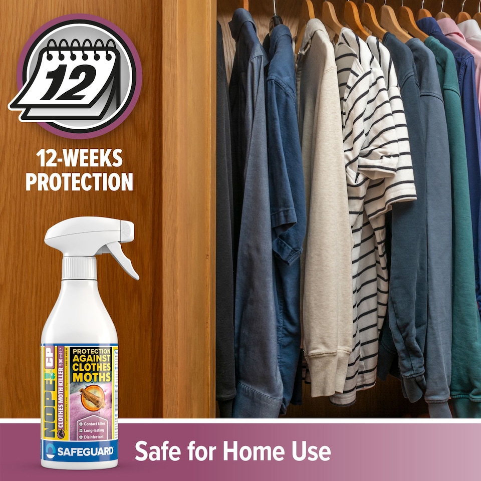 image 1 of NOPE CP Moth Killer Spray (500ml) Fast acting, Odourless, Long-lasting Moth Repellent for Home, Clothes, Wardrobe, Room, Carpets