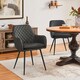 image 2 of Yaheetech Set of 2 PU Leather Dining Chairs with Metal Legs Grey | Dark Grey