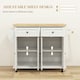 image 4 of HOMCOM Rolling Kitchen Island Cart with Rubber Wood Top, Spices Cream White