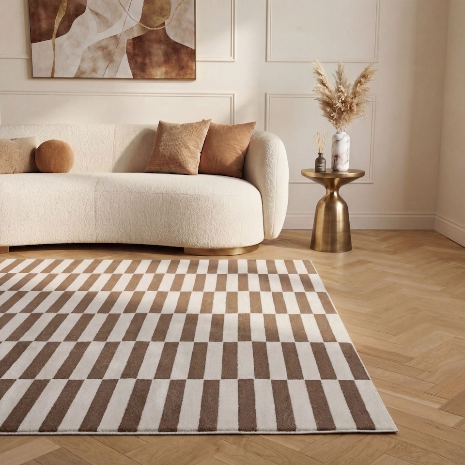 image 1 of The Rugs Loft Collection Striped Living Room Area Floor Rug and Runners Soft Pile