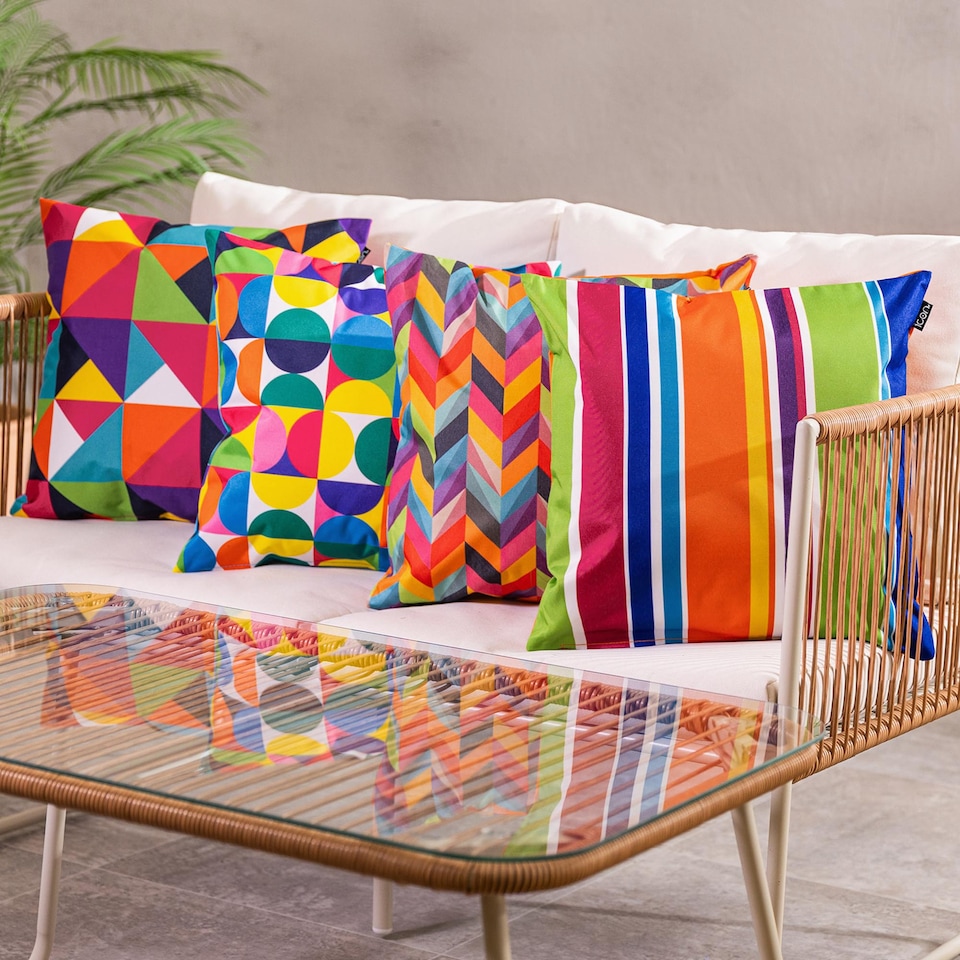 image 1 of 4PK Cushion, Herringbone, Tech Geo, Tech Stripe, Circular Geo