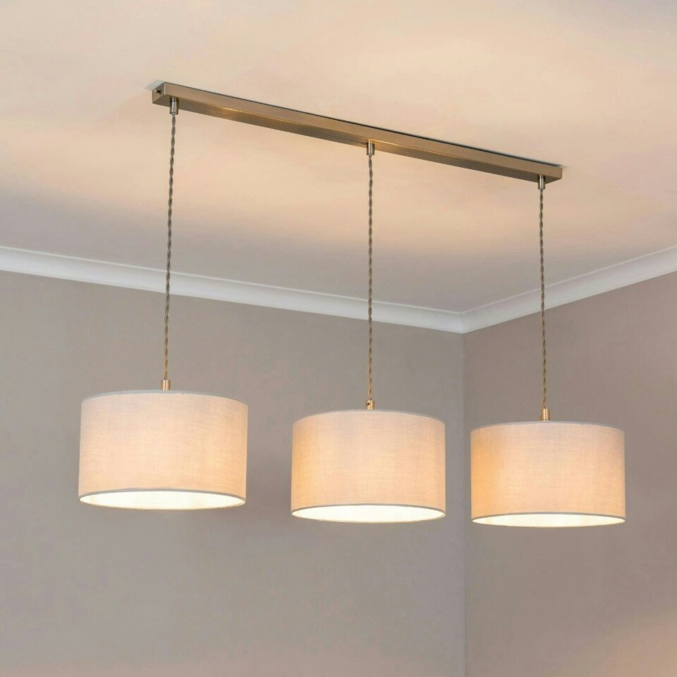 image 1 of ValueLights Shaw Brushed Chrome 3 Drop Bar Grey Shades & Bulbs | Grey