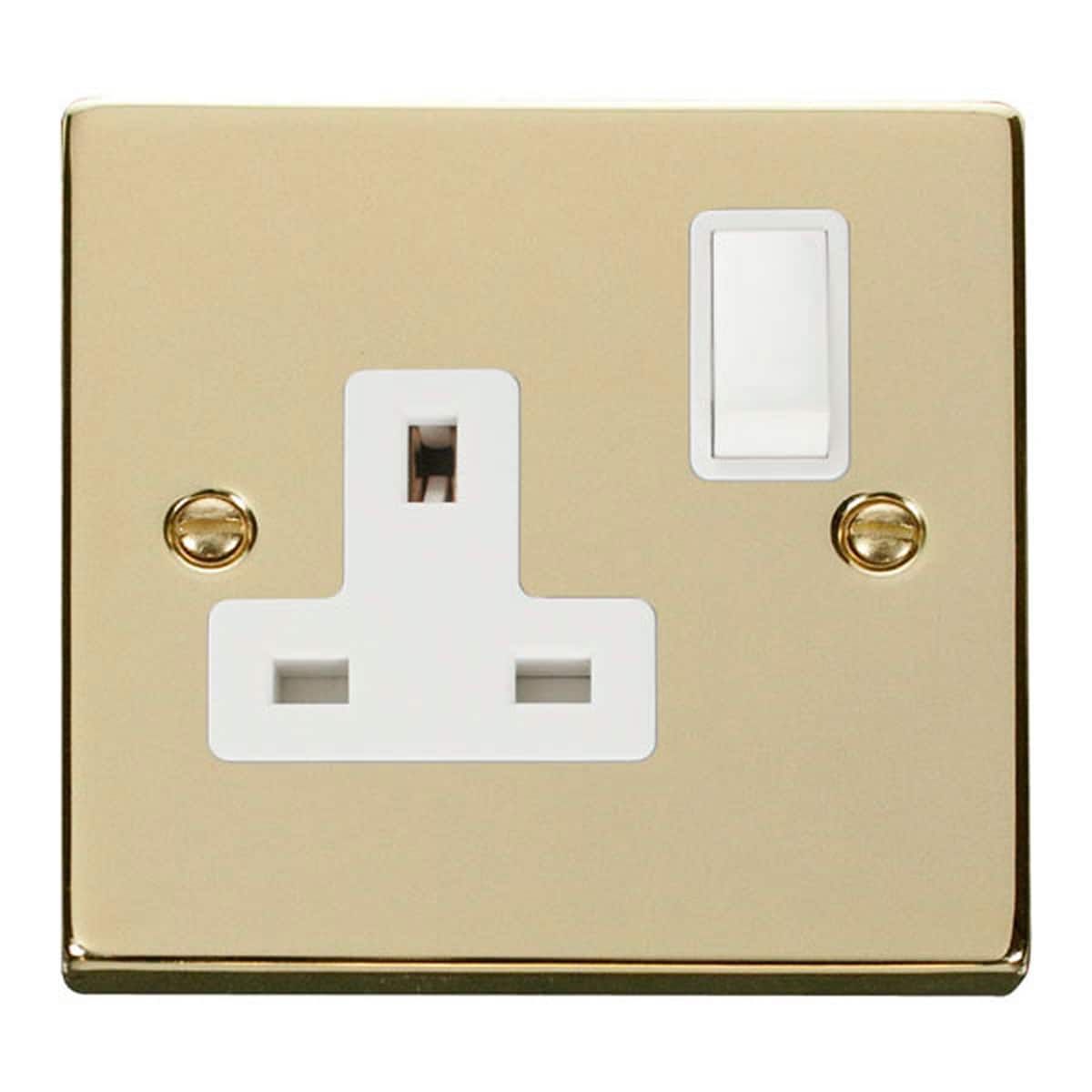 SE HOME Polished Brass 1 Gang 13A DP Switched Plug Socket Gold Polished Brass