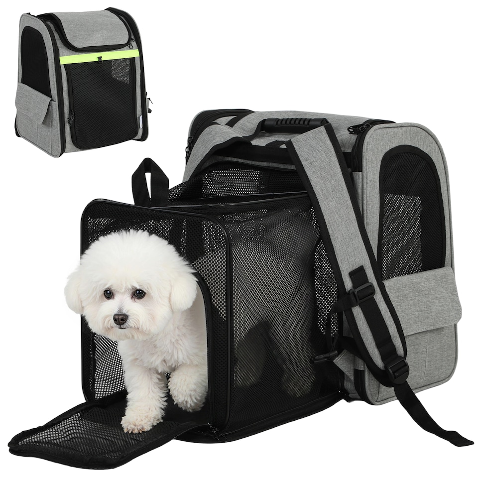 image 1 of PawHut Dog Carrier Backpack Expandable for Small Puppy Cat for Travel Hiking