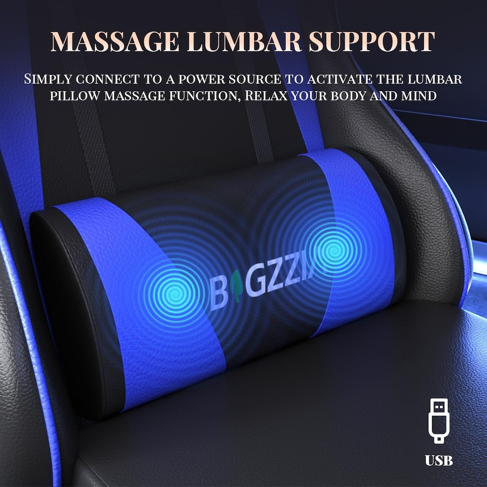 image 1 of Rattantree Ergonomic Gaming Chair Massage Lumbar Footrest Leather Swivel 150 Kg Capacity