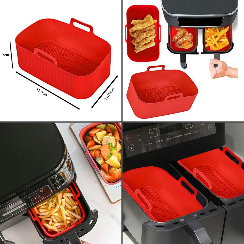 image 1 of SPARES2GO Basket Drawer Liner and Multi Layer Shelf Racks Skewer Rack Set for Air Fryer