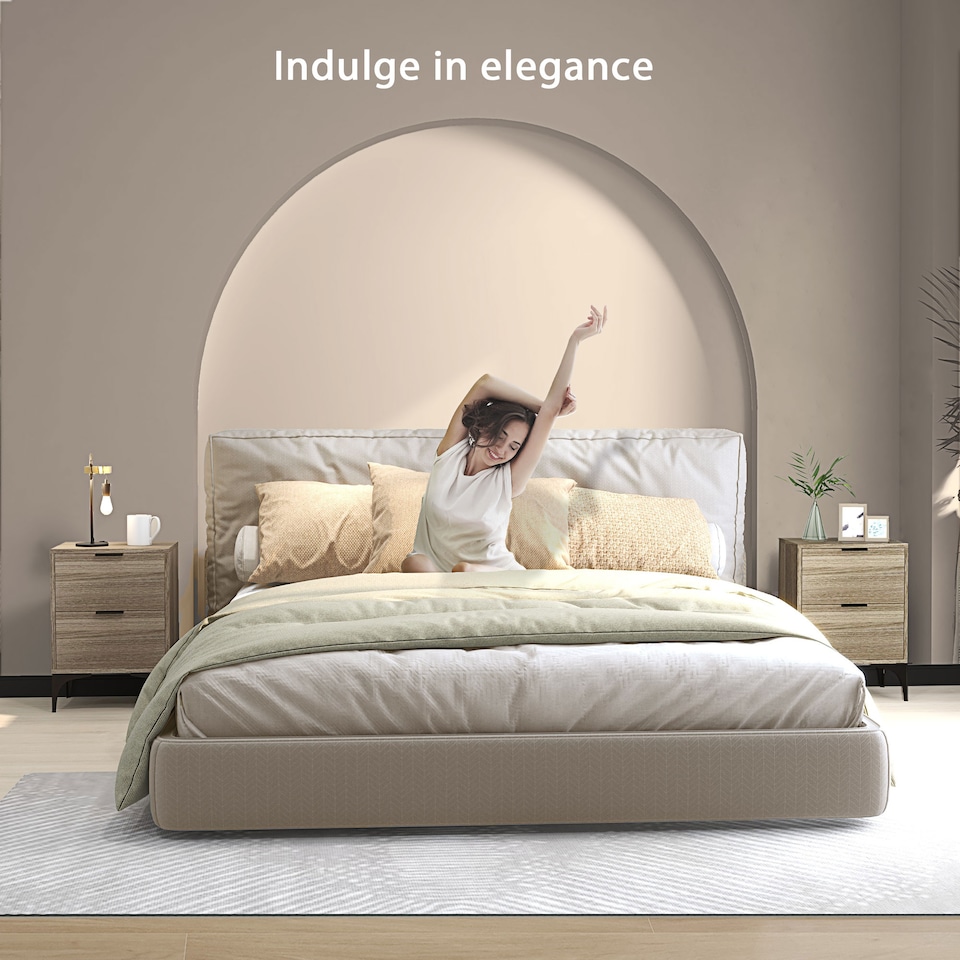 image 1 of HOMCOM Bedside Tables Set of 2, Modern Nightstand with 2 Drawers, Small Sofa End Tables with Storage and Steel Legs for Bedroom, Living Room, Grey