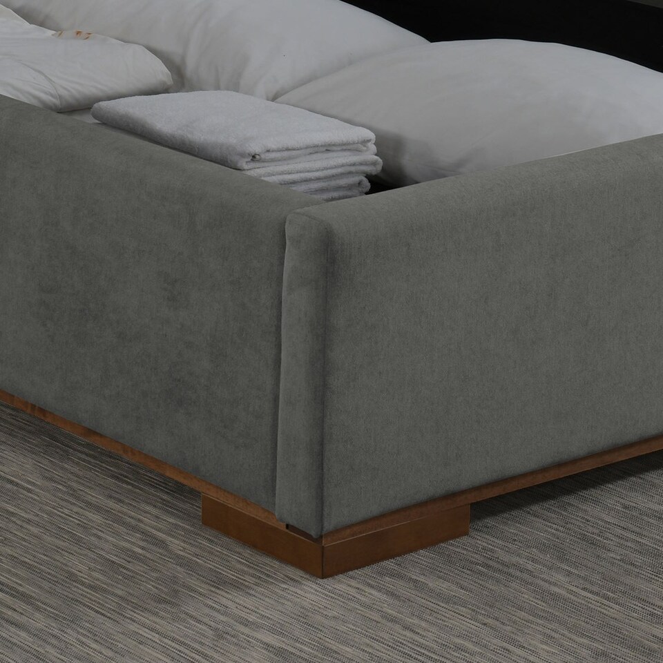 image 1 of 5ft King Size Light Grey Ottoman Lift Up Storage Bed, Grey Soft Velvet Fabric Upholstered Bed Frame Bedstead