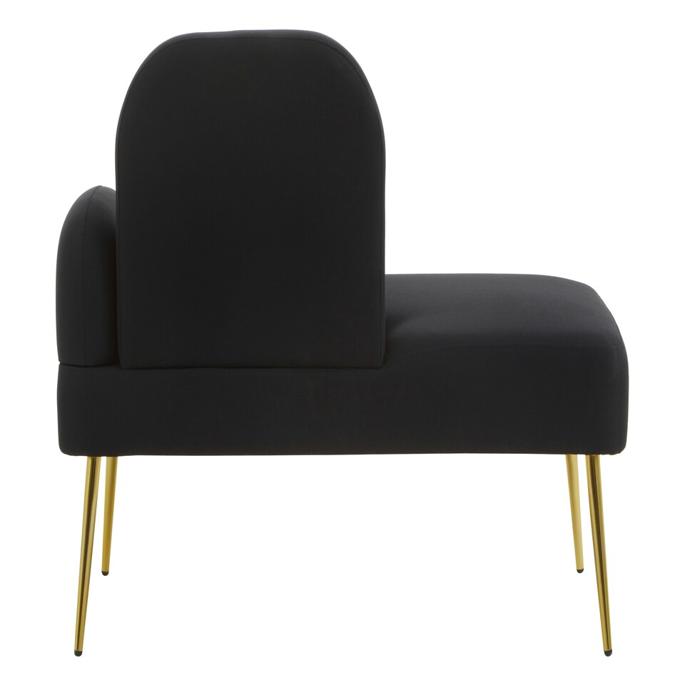 image 1 of Interiors by Premier Black Left Arm Chaise Lounge, Modern Luxury Black and Gold Chaise Lounge, Contemporary Chaise Lounge Sofa