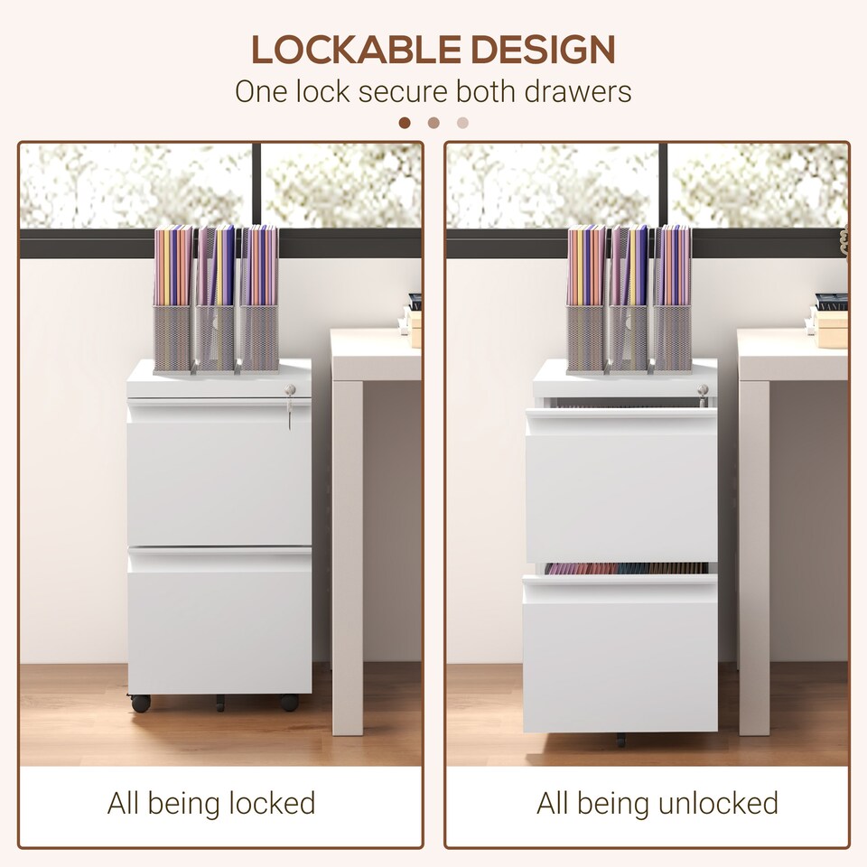 image 1 of Vinsetto Metal File Cabinet with Lock Hanging Bar for Letter A4 Legal, White