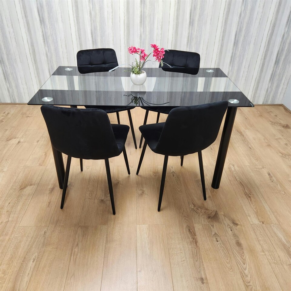 image 1 of Dining Table Set with 4 Chairs Dining Room, and Kitchen table set of 4 White