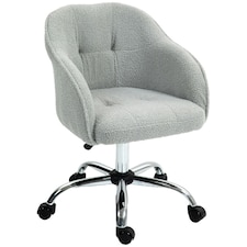 HOMCOM Fluffy Vanity Chair for Desk, with Height Adjustable, Wheels, Grey