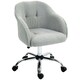 image 1 of HOMCOM Fluffy Vanity Chair for Desk, with Height Adjustable, Wheels, Grey