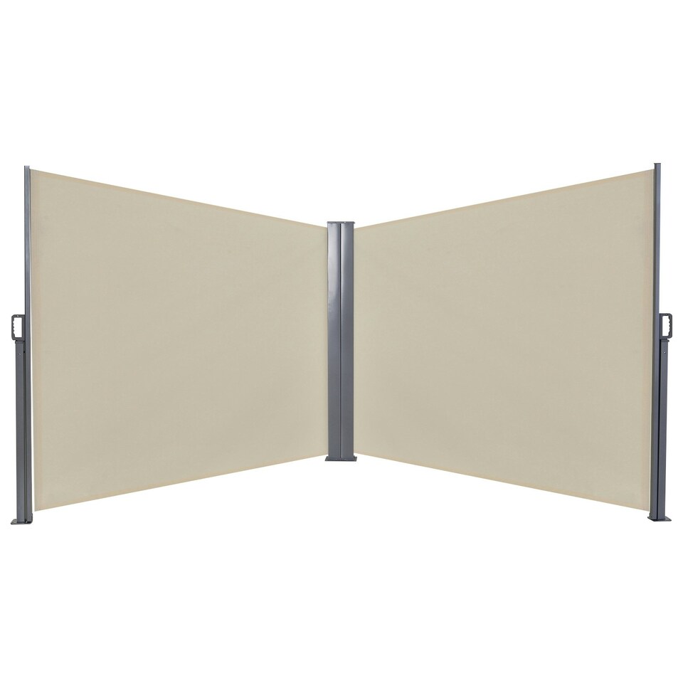 image 1 of Outsunny Retractable Double Side Awning Screen Fence Privacy Beige, 6x1.6m Cream
