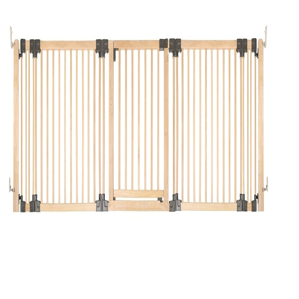 image 1 of Bettacare Wooden Multi Panel Flexible Pet Barrier, Natural Wood, up to 296cm Wide, Dog Barrier for Pets Dogs and Puppy Cream | Natural