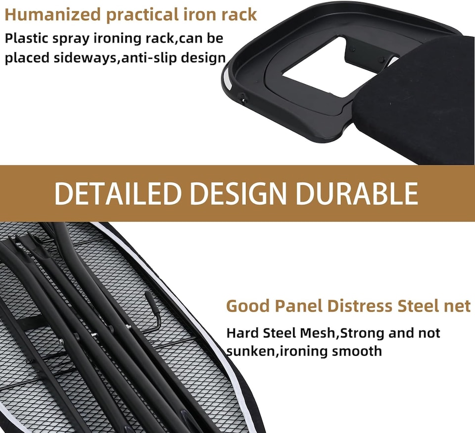 image 1 of Ironing Board 120 x 40cm Ironing Board Table Folding Metal Iron,Lightweight Iron Board Rack Foldable Non Slip Adjustable Height