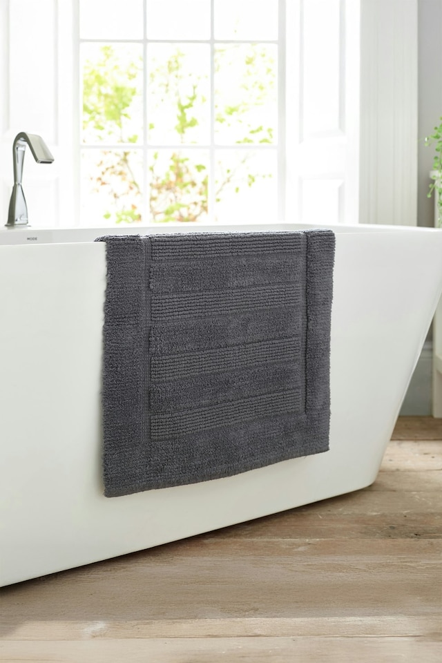 image 1 of Bliss Pima 100% Cotton Bath Mat 50x80cm – Ultra-Soft 1600GSM Luxury Bathroom Rug | Grey | Carbon | 50 x 80cm1