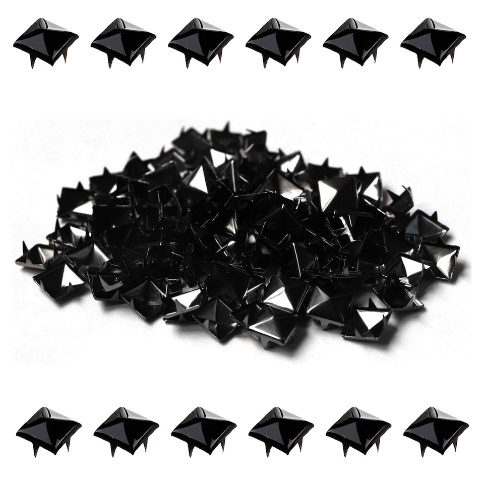 image 1 of 9mm Pyramid Shaped Nail Head Studs Square Metal Leather Rivets - 50pcs