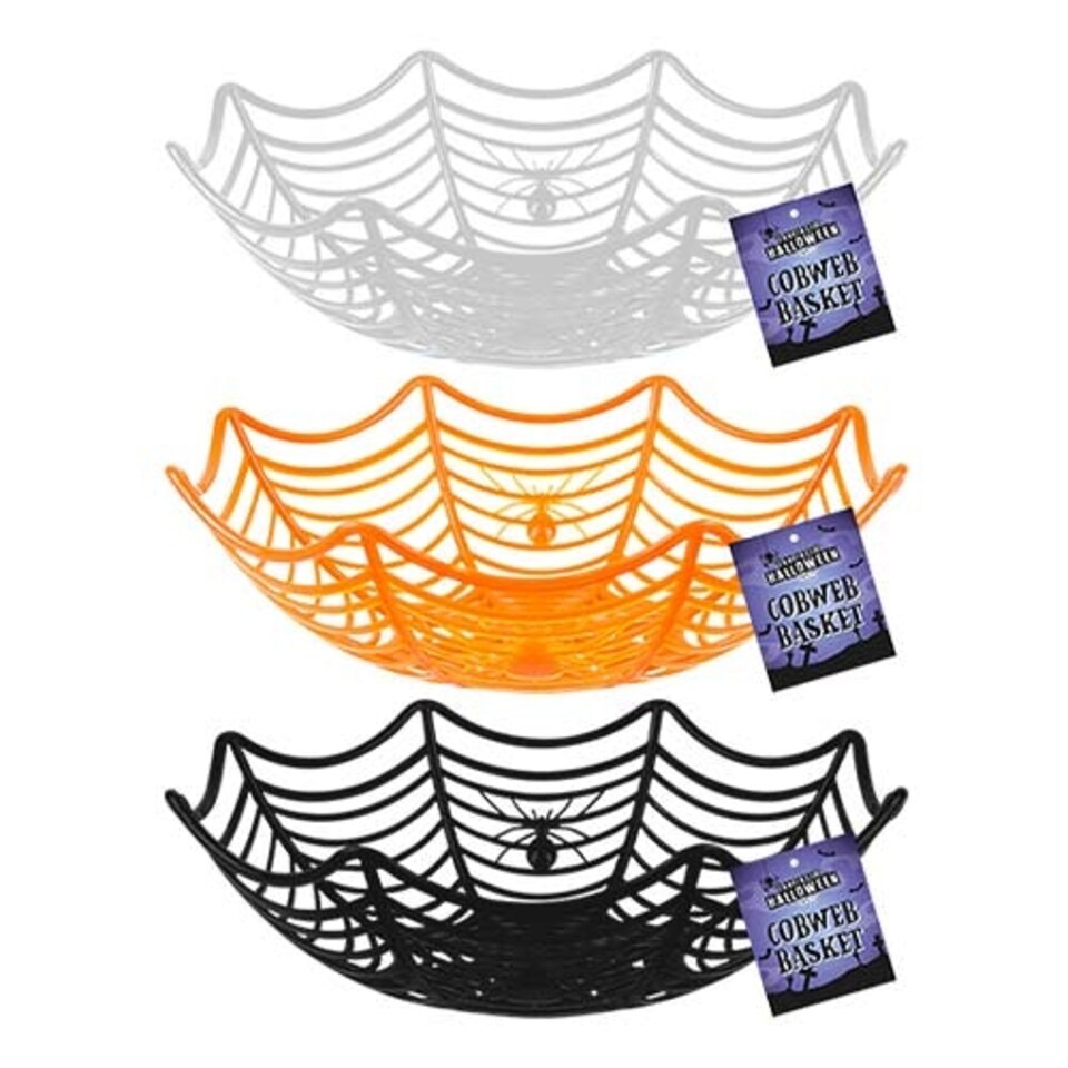 Assorted Halloween Cobweb Reusable Snack Baskets 27cm