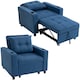 image 1 of HOMCOM 3-in-1 Single Sofa Bed, Convertible Sleeper Chair with Adjustable Backrest, Fabric Pull Out Chair Bed with Pillow, Side Pockets and Cup Holders for Living Room, Bedroom, Dark Blue | Blue