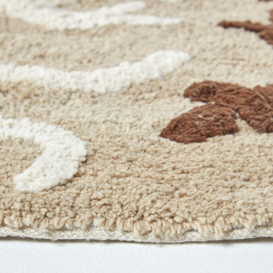 image 1 of Homescapes Damask Cotton Bath Mat - Beige | Brown | 50 x 80 cm