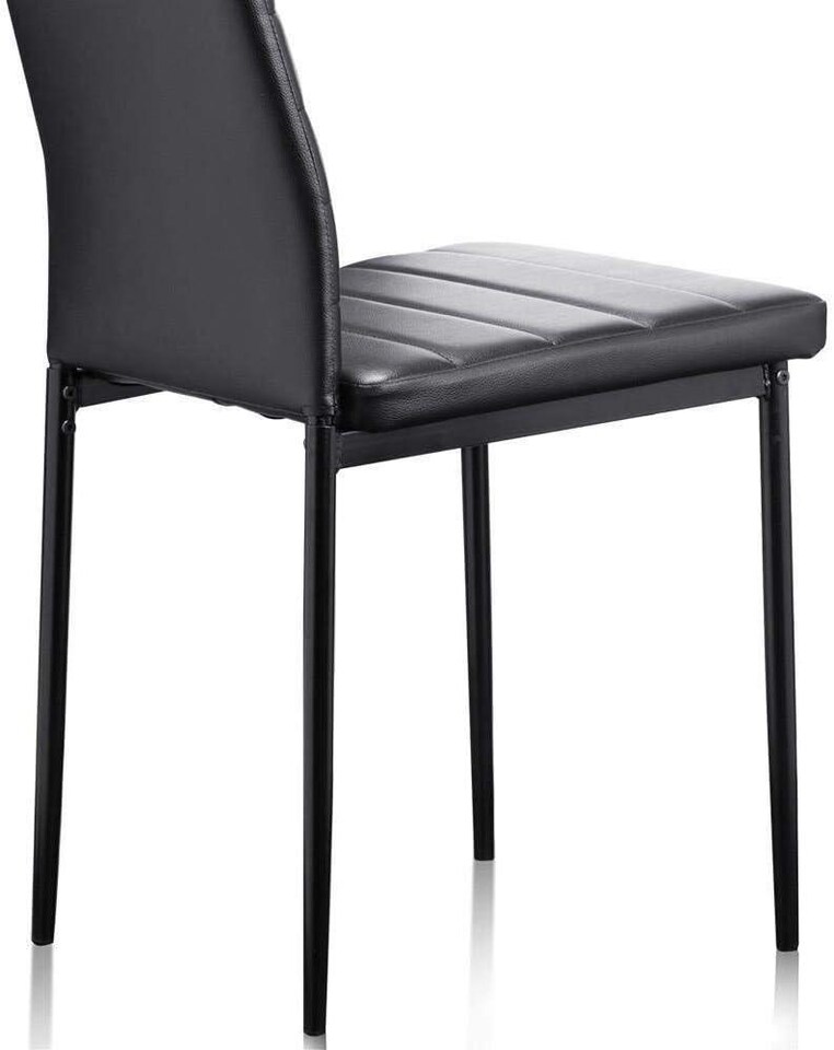 image 1 of Black Glass Dining Table Set With 4 Black Chairs For Dining Room And Kitchen Furniture | Black | One Size | 5
