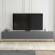 image 2 of Modular TV Unit 200cm Grey Matt with Fluted Fronts and Gold Base Grey