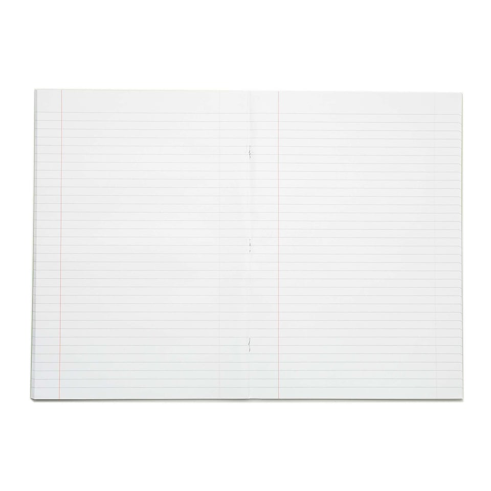image 1 of Rhino 32 Page Blank & 12mm Lined Exercise Book Light Green A5+ 9 x 7 inches 10 Pack