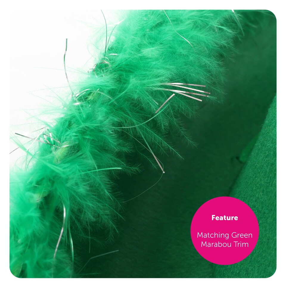 image 1 of Green Cowboy Hat with Marabou Trim & Tiara – Fancy Dress Accessory Green | One Size