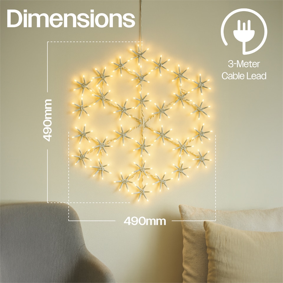 image 1 of 50cm 180Warm White LED Metal Snow Flake 3m lead Outdoor