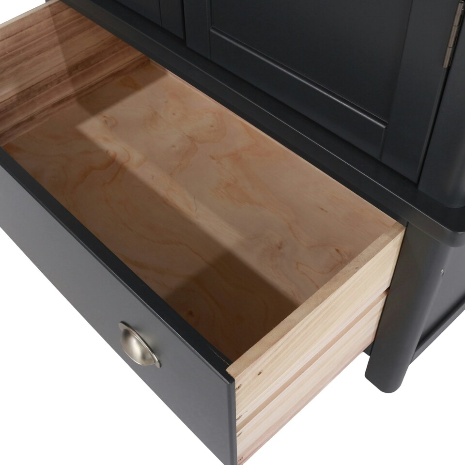 image 1 of Dunkeld Two Door Wardrobe with Midnight Blue and Antique Oak Effect Finish - Drawer and Hanging Storage | Blue | Blue | One Size | 1