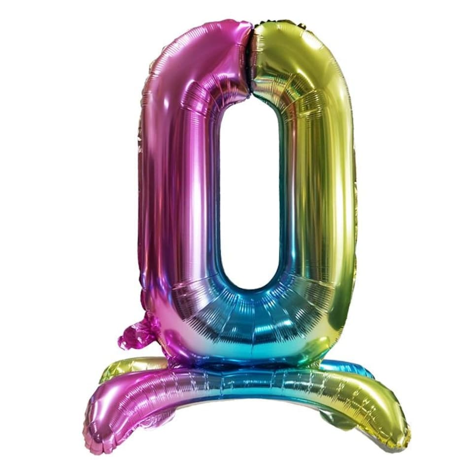 Realmax Standing Number 0 Rainbow Gradient Foil Balloon - Multicoloured - One Size