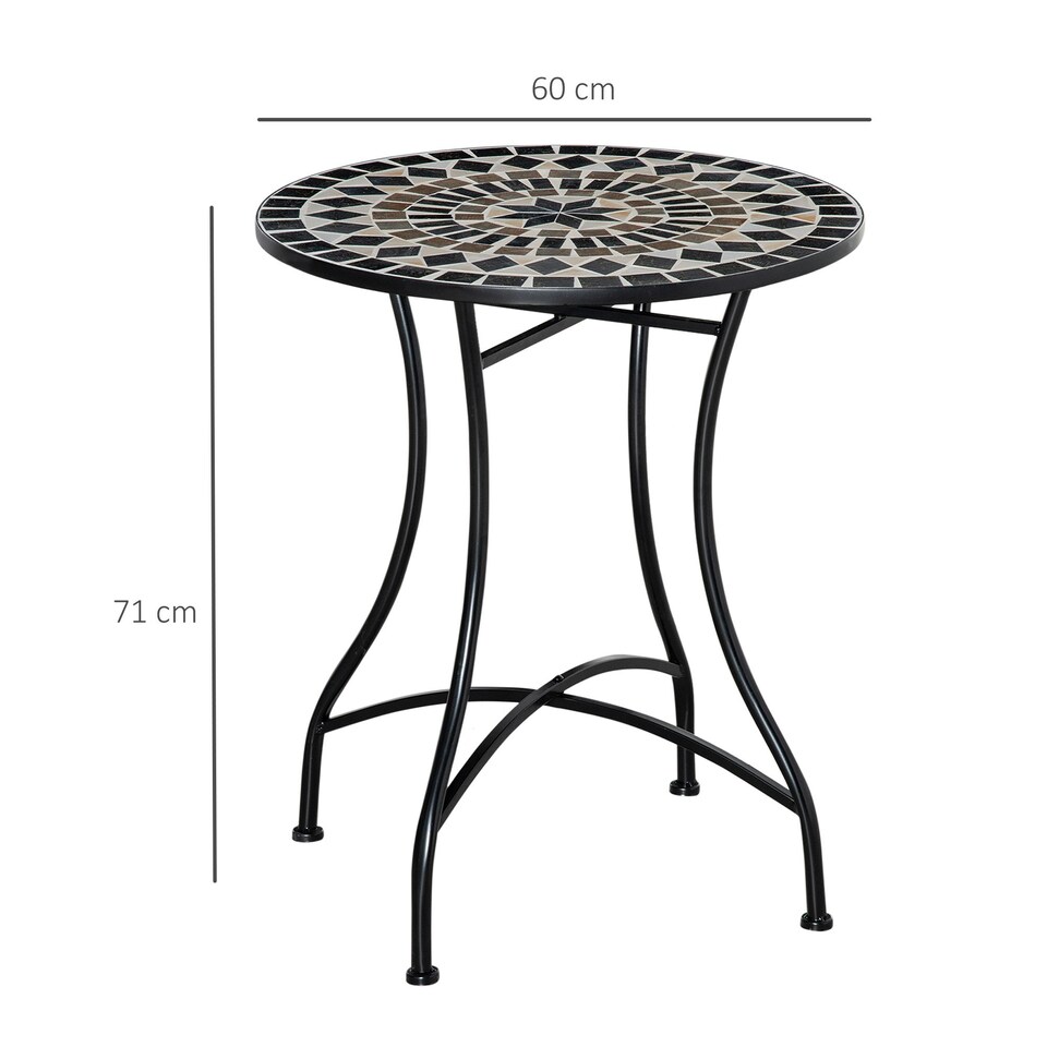 image 1 of Outsunny 60cm Mosaic Round Bistro Table Outdoor Garden Side Table, Green