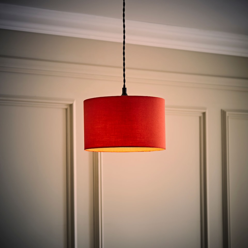 image 1 of ValueLights Reni Small Rust Lamp Shade & Bulb | Orange