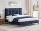 image 2 of 4ft6 Double Blue,Tall Headend Headboard Soft Velvet Fabric Upholstered Bed Frame | Blue | Navy Blue | Double