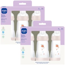 2 x MAM Easy Start Anti-Colic 260ml Baby Bottle Medium Flow Teat 3 Pack Unisex | Multi | Not provided