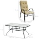 image 5 of Outsunny 7 PCs Garden Dining Set, Glass Table with Hole & Cushion